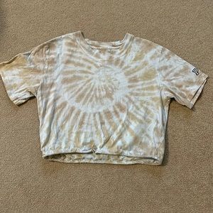 Victoria’s Secret pink tie-dye cropped pull string waist top